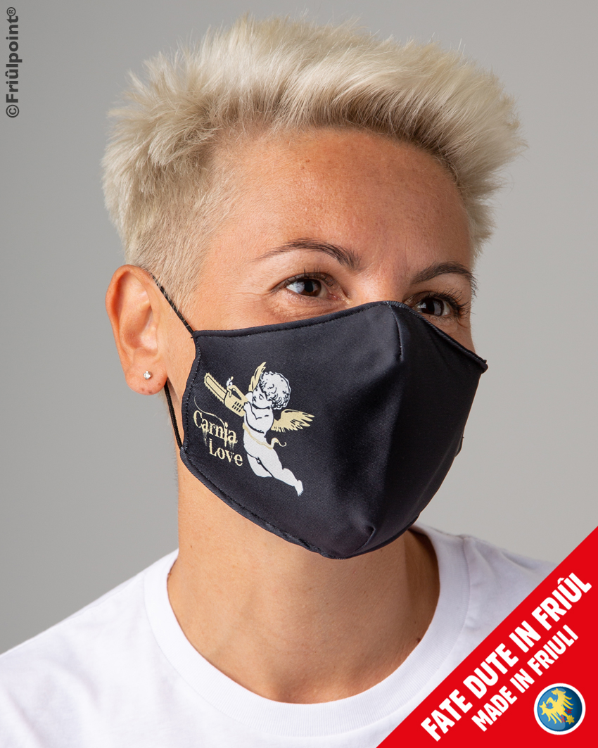 CARL80-Nero-CARNIA-LOVE-AMORE-CUPIDO-MASCHERINA-PROTETTIVA-V1